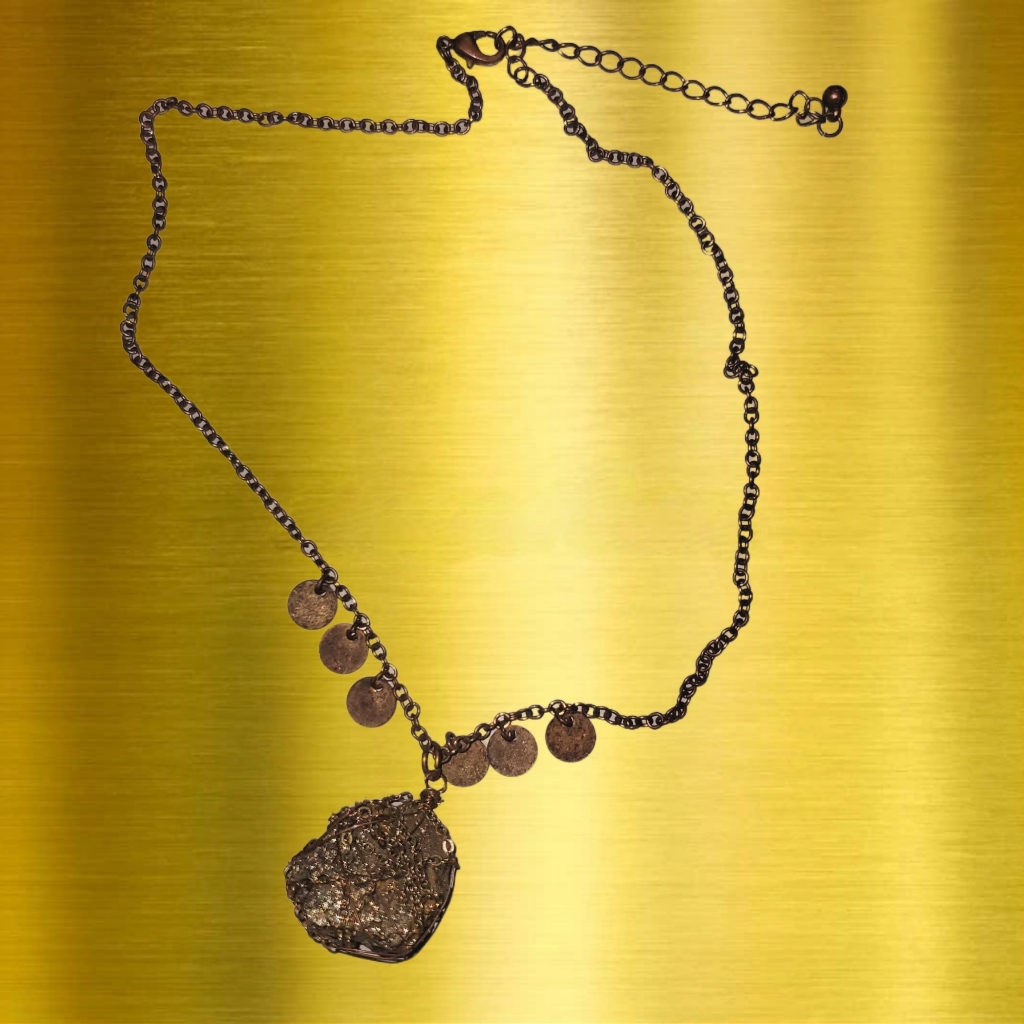 Brutalist Wrapped Pyrite Statement Necklace